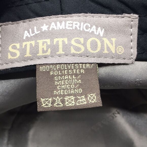 All American Stetson fedora hat black and gray chevron polyester Sz Small/Medium - Picture 11 of 16